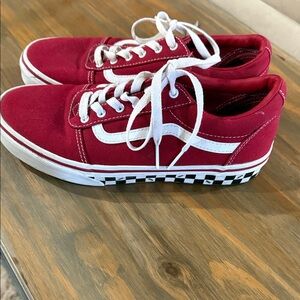 Kids Vans Red and White Old Skool Low-Top Sneakers
